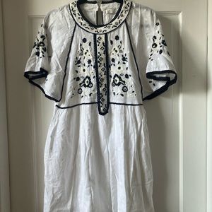 White and black w embroidered Zara dress